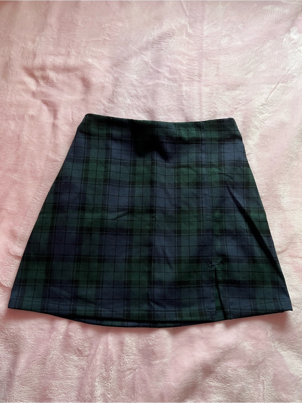 Hollister Green & Blue Plaid A-Line Mini Skirt